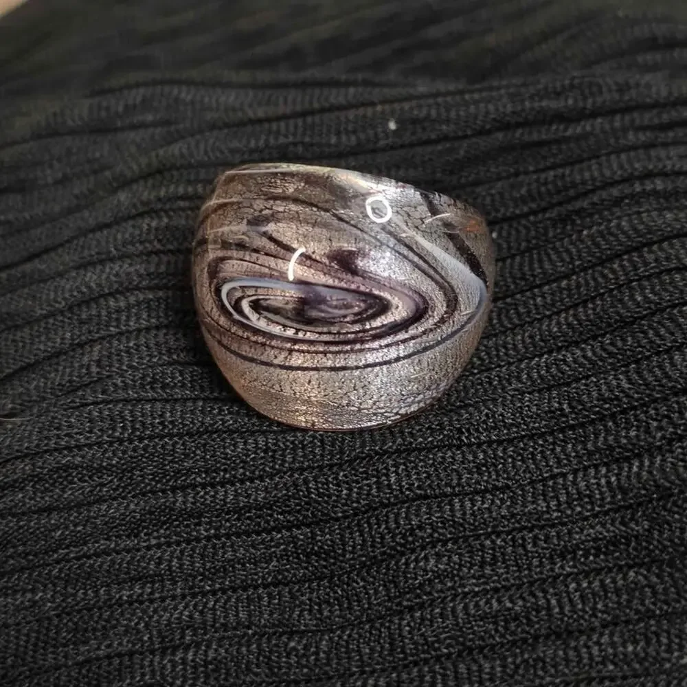 Chunky  Statement Ring Silver Swirl Y2K Indie Arts